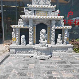 江苏芝麻白中国黑石材套墓 花岗岩墓碑